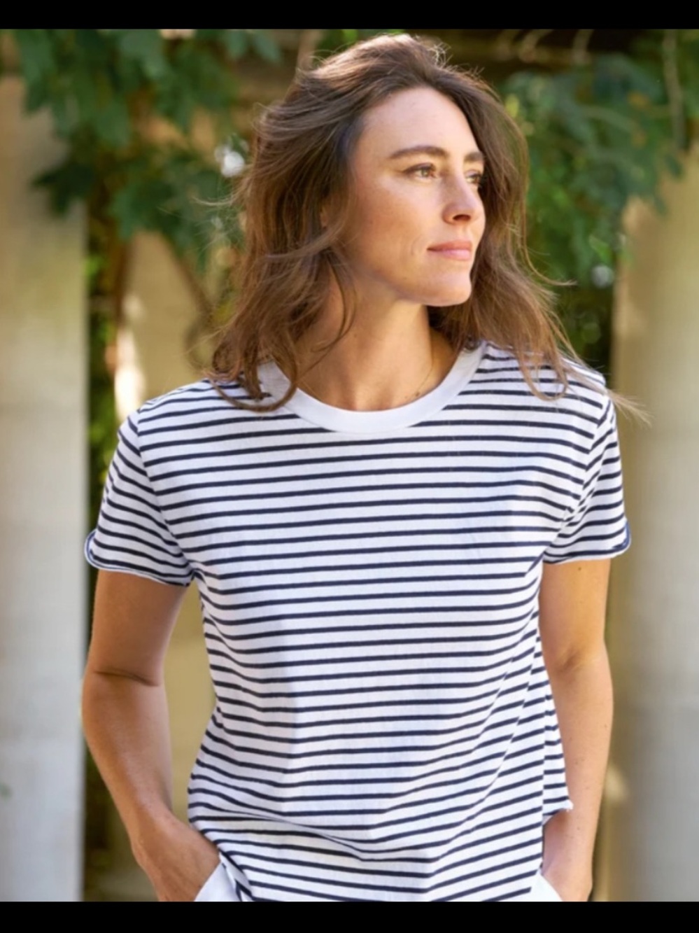 Frank & Eileen Black and White Striped Short Sleeve Tee